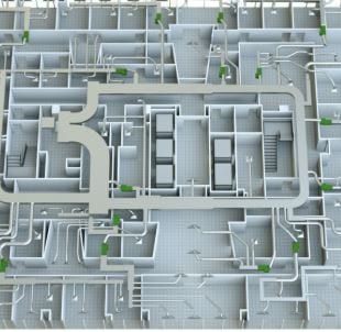 3D custom floorplan that shows off ductwork and zoning